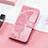 Leather Case Stands Fashionable Pattern Flip Cover H08 Holder for Apple iPhone 15 Pro Max Hot Pink