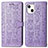 Leather Case Stands Fashionable Pattern Flip Cover H11 Holder for Apple iPhone 15 Plus Purple