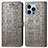 Leather Case Stands Fashionable Pattern Flip Cover H12 Holder for Apple iPhone 14 Pro Max Gray