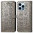 Leather Case Stands Fashionable Pattern Flip Cover H12 Holder for Apple iPhone 15 Pro Max Gray