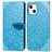 Leather Case Stands Fashionable Pattern Flip Cover H13 Holder for Apple iPhone 13 Blue