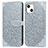 Leather Case Stands Fashionable Pattern Flip Cover H13 Holder for Apple iPhone 13 Gray