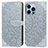 Leather Case Stands Fashionable Pattern Flip Cover H13 Holder for Apple iPhone 15 Pro Max Gray