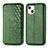 Leather Case Stands Fashionable Pattern Flip Cover H15 Holder for Apple iPhone 13 Mini Green