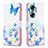 Leather Case Stands Fashionable Pattern Flip Cover Holder B01F for Huawei Honor 60 5G Blue