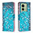 Leather Case Stands Fashionable Pattern Flip Cover Holder B01F for Motorola Moto Edge (2023) 5G Cyan