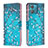 Leather Case Stands Fashionable Pattern Flip Cover Holder B01F for Motorola Moto Edge 40 Neo 5G Cyan