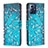 Leather Case Stands Fashionable Pattern Flip Cover Holder B01F for Motorola Moto G Play Gen 2 Cyan