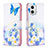 Leather Case Stands Fashionable Pattern Flip Cover Holder B01F for Motorola Moto G73 5G Blue