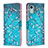 Leather Case Stands Fashionable Pattern Flip Cover Holder B01F for Nokia C12 Pro Cyan