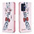 Leather Case Stands Fashionable Pattern Flip Cover Holder B01F for OnePlus Nord CE 2 5G Pink