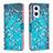 Leather Case Stands Fashionable Pattern Flip Cover Holder B01F for OnePlus Nord N20 5G Cyan