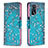 Leather Case Stands Fashionable Pattern Flip Cover Holder B01F for Oppo A16 Cyan