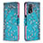 Leather Case Stands Fashionable Pattern Flip Cover Holder B01F for Oppo A16s Cyan