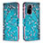 Leather Case Stands Fashionable Pattern Flip Cover Holder B01F for Oppo A94 5G Cyan