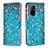 Leather Case Stands Fashionable Pattern Flip Cover Holder B01F for Oppo A95 5G Cyan