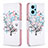 Leather Case Stands Fashionable Pattern Flip Cover Holder B01F for Oppo A96 4G White