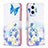 Leather Case Stands Fashionable Pattern Flip Cover Holder B01F for Oppo A96 5G Blue