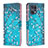 Leather Case Stands Fashionable Pattern Flip Cover Holder B01F for Oppo Find X5 Pro 5G Cyan