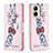 Leather Case Stands Fashionable Pattern Flip Cover Holder B01F for Realme C33 (2023) Pink