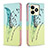 Leather Case Stands Fashionable Pattern Flip Cover Holder B01F for Realme C53 India Matcha Green