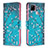 Leather Case Stands Fashionable Pattern Flip Cover Holder B01F for Realme Narzo 30A Cyan