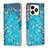 Leather Case Stands Fashionable Pattern Flip Cover Holder B01F for Realme Narzo N53 Cyan