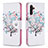 Leather Case Stands Fashionable Pattern Flip Cover Holder B01F for Samsung Galaxy A04s White