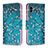 Leather Case Stands Fashionable Pattern Flip Cover Holder B01F for Samsung Galaxy A10e Cyan