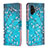 Leather Case Stands Fashionable Pattern Flip Cover Holder B01F for Samsung Galaxy A13 4G Cyan