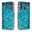 Leather Case Stands Fashionable Pattern Flip Cover Holder B01F for Samsung Galaxy A20e Cyan