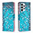 Leather Case Stands Fashionable Pattern Flip Cover Holder B01F for Samsung Galaxy A23 4G Cyan