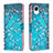 Leather Case Stands Fashionable Pattern Flip Cover Holder B01F for Samsung Galaxy A23s Cyan
