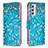 Leather Case Stands Fashionable Pattern Flip Cover Holder B01F for Samsung Galaxy A24 4G Cyan