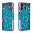 Leather Case Stands Fashionable Pattern Flip Cover Holder B01F for Samsung Galaxy A40s Cyan
