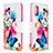 Leather Case Stands Fashionable Pattern Flip Cover Holder B01F for Samsung Galaxy A41 Colorful
