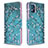 Leather Case Stands Fashionable Pattern Flip Cover Holder B01F for Samsung Galaxy A51 5G Cyan