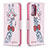 Leather Case Stands Fashionable Pattern Flip Cover Holder B01F for Samsung Galaxy A52 4G Pink