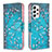 Leather Case Stands Fashionable Pattern Flip Cover Holder B01F for Samsung Galaxy A53 5G Cyan