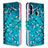 Leather Case Stands Fashionable Pattern Flip Cover Holder B01F for Samsung Galaxy A70E Cyan