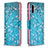 Leather Case Stands Fashionable Pattern Flip Cover Holder B01F for Samsung Galaxy M02 Cyan