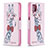 Leather Case Stands Fashionable Pattern Flip Cover Holder B01F for Samsung Galaxy M12 Pink