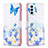 Leather Case Stands Fashionable Pattern Flip Cover Holder B01F for Samsung Galaxy M23 5G Blue