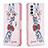 Leather Case Stands Fashionable Pattern Flip Cover Holder B01F for Samsung Galaxy M23 5G Pink