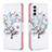 Leather Case Stands Fashionable Pattern Flip Cover Holder B01F for Samsung Galaxy M23 5G White