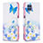 Leather Case Stands Fashionable Pattern Flip Cover Holder B01F for Samsung Galaxy M32 4G Blue