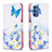 Leather Case Stands Fashionable Pattern Flip Cover Holder B01F for Samsung Galaxy M52 5G Blue