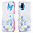 Leather Case Stands Fashionable Pattern Flip Cover Holder B01F for Vivo V21e 4G Blue