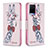 Leather Case Stands Fashionable Pattern Flip Cover Holder B01F for Vivo Y21e Pink