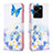 Leather Case Stands Fashionable Pattern Flip Cover Holder B01F for Vivo Y35 4G Blue